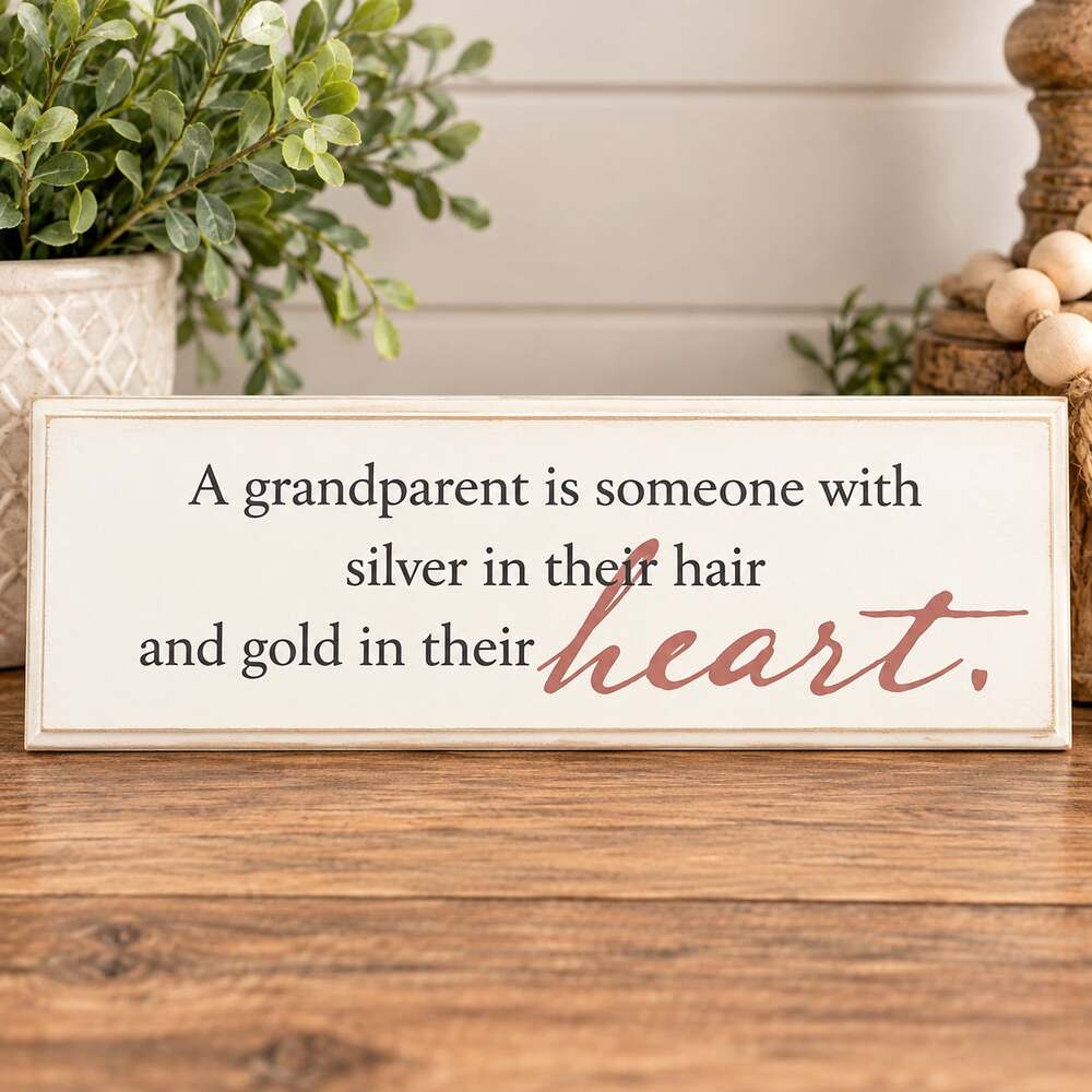 Grandparent Inspirational Wood Sign – Farmhouse Decor 8.5” x 2.5”